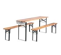 Stagecaptain Hirschgarten Ensemble Bierzelt 2X 170 cm Tables Pliables + 4 Bancs en Bois - Facile à Transporter - pour intérieur et extérieur - Naturel.