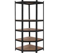 Stagecaptain HRC-175 BK Heavyrack Black Corner Storage Shelf, 5 MDF Tiers | 180 x 75 x 75 cm, 5 plateaux MDF, 175 kg par plateau, 875 kg capacité totale, châssis en acier laqué noir