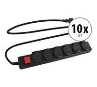 Stagecaptain OPSS-6 BK rallonge d'extérieur de 6 multiprises avec interrupteur IP44 10x Set G