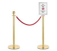 Stagecaptain PLS-150 Deluxe 2.1-150G Barrières de Sécurité avec 2 trépieds inox, 1 corde rouge 1,5m, support panneau - pour concerts, expos, hôtels, etc. - or