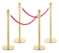 Stagecaptain PLS-150 Deluxe 4.2-150G Barrière de Sécurité - 4 Pieds en Acier Inoxydable et 2 Cordes Rouges de 1,5m - Pour Concerts, Expositions, Hôtels, Cinémas, etc. - Or