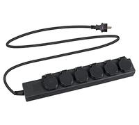 Stagecaptain PSO-6 BK Multiprise Extérieure 6 prises 230 V/16 A, protégée IP44 contre corps étrangers et eau, idéale jardin et bricolage, avec couvercles.