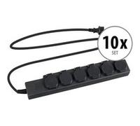 Stagecaptain PSO-6 BK rallonge d'extérieur de 6 multiprises IP44 10x Set