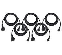 Stagecaptain PSPEXT-5 Lot de 5 câbles prolongateurs 5m, IP44, H07RN-F 3x1,5mm², Gaine Caoutchouc, sécurité Enfant, Capuchon Protection, Noir.