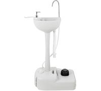 Stagecaptain PSW-17 Quixie Évier Portable Pour Camping Festival - Pompe À Pied Mécanique - Réservoir D'eau De 17 Litres - Évier Avec Distributeur De Savon Liquide Et Porte-Serviettes - Gris Clair