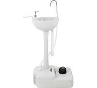 Stagecaptain PSW-17 Quixie Évier Portable Pour Camping Festival - Pompe À Pied Mécanique - Réservoir D'eau De 17 Litres - Évier Avec Distributeur De Savon Liquide Et Porte-Serviettes - Gris Clair