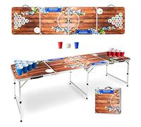 Stagecaptain Table Beer Pong Bavaria - Table Pliable Stable en Aluminium - Plateau MDF Melaminé (5 mm) - Inclus 100 Gobelets et 6 Balles - Montage Rapide et Transport Compact