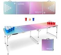 Table de Beer Pong Pliable "Club" Cadre en Alu Set Complet Balles Gobelets Biere