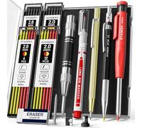 STAGEEK 14 Crayons Charpentier avec Taille Crayon 38 Recharges, Poinçon Automatique, Outil de Traçage en Carbure, Gomme et Marqueur pour Trous Profonds Robuste pour Architectes - Étui inclus