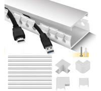 StaGeek Conduit de Câbles,9 pièces Cache Câble Goulotte PVC Auto-adhésif,3.5M Goulotte Passe Câble,Panneau de Gestion de câbles,Guide-câbles avec Conduit encoché,Organisateur pour câbles,Blanc