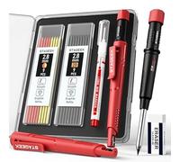 STAG rayon Chantier Extensibles avec Holster, Taille Crayon, 19 Mines de Rechange, Pour Architecte, Menuisier, Bricolage, Dessin, Traçage sur Bois, Métal, Béton, Carrelage