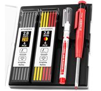 STAGEEK Ensemble de crayons de charpentier avec taille-crayon, outils de travail du bois, 13 recharges, porte-mine et marqueur à pointe longue