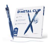 STAGEEK Lot de 12 stylos à encre gel bleue à séchage rapide, pointe fine de 0,5 mm, rétractables, pour journal, écriture, bureau, école et fournitures de maison (bleu)