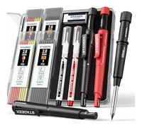 STAGEEK Lot de 2 Crayons Chantier Extensibles avec Holster, Taille Crayon, 38 Mines de Rechange, Pour Architecte, Menuisier, Bricolage, Dessin, Traçage sur Bois, Métal, Béton, Carrelage