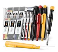 STAGEEK Lot de 3 Crayons Chantier Extensibles avec Holster, Taille Crayon, 57 Mines de Rechange, Pour Architecte, Menuisier, Bricolage, Dessin, Traçage sur Bois, Métal, Béton, Carrelage