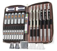 STAGEEK Lot de 30 porte-mines avec étui en cuir, crayons à dessin 0,5, 0,7, 0,9 mm et 3 crayons à croquis de 2 mm avec 464 mines (6B 4B 2B HB 2H 4H couleur) pour artiste, dessin, écriture