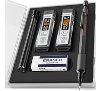 STAGEEK Porte-mines 0,7 mm avec étui, corps en métal résistant aux intempéries, porte-mine pour artistes en plein air avec 120 recharges HB et 2B, gomme, pour écrire, dessiner, dessiner et esquisser