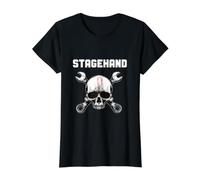 Stagehand Clé à tête de Mort Design Backstage Theater Tech Crew T-Shirt Graphique avec Valeur, Femme, Noir, M