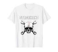 Stagehand Clé à tête de Mort Design Backstage Theater Tech Crew T-Shirt Graphique avec Valeur, Homme, Blanc, S