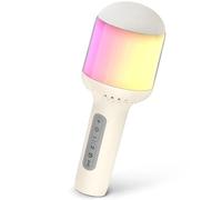 StageSound Micro Karaoké Bluetooth sans Fil, Microphone à Main avec Effets LED, 6 Modes Vocaux, Appairage Duo pour Chanter à Deux, pour Enfants et Adultes