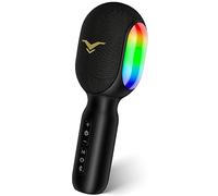 StageSound Microphone Karaoké sans Fil, Micro Karaoke Adulte & Enfant, Portable avec Lumière LED, Cadeau de Noël/Fête de la Musique, Compatible avec iphone/Android/iOS/PC
