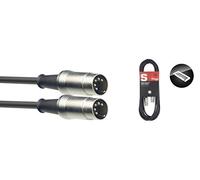Stagg Music Câble MIDI SMD2 – DIN 5 broches mâle/mâle – 2 m, connecteurs métal