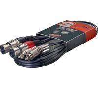 Stagg Music Câble STC3CMXF 2 XLR 3 broches femelle vers 2 RCA mâle connecteurs métal repérés 3 m