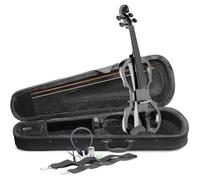 STAGG EVN X-4/4 MBK Pack violon électrique 4/4 noir métallique - Etui semi-rigide - Casque