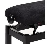 Stagg PB36 BKM VBK - Banquette de piano, noir mat, avec pelote en velours noir