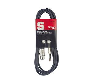 Stagg SMC6XP Câble Microphone XLR Femelle vers Jack Mâle 6m, Noir | Câble 6 m, relie la sortie XLR du micro à une entrée jack, conforme RoHS - scène, studio, maison et école