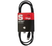 Stagg Music Câble MIDI SMD2 E 5 broches DIN/DIN (m/m) 2 m connecteurs en plastique