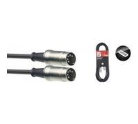 Stagg SMD3 - Câble MIDI, DIN/DIN (m/m), 3 m, connecteurs en métal