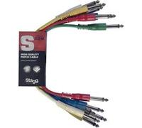 Stagg SPC030 E - Câble de patch mono, 6 x jack/jack (m/m), 30 cm, plastique moulé