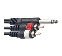 Stagg SYC3/P2CM E, câble d'interconnexion 2x RCA - Jack 6.3 mm mono, 3m