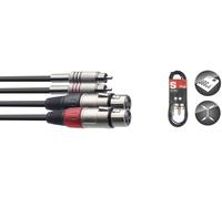 Stagg Music Câble STC3CMXF 2 XLR 3 broches femelle vers 2 RCA mâle connecteurs métal repérés 3 m