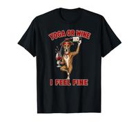 Staghound Yoga ou Wine I Feel Fine - DIGOR Funny T-Shirt Graphique avec Valeur