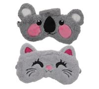 STAHAD 2 pièces Masque de Sommeil Pelucheux Animal Mignon Bandeau Yeux Ajustable pour Adultes Occultant Doux pour Voyage et Sieste Convient Maison Bureau Voiture