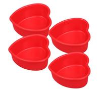 STAHAD 4 Pièces Moule Cœur Individuel en Silicone Rouge | Moules Silicone pour Gâteaux, Moule Gateau Coeur Silicone, Compatible Air Fryer, Saint-valentin