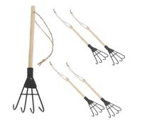 STAHAD 5 Pièces Mini Garden Hand Rake Iron and Wood Small Gardening Tools Handheld Soil Aerator for Precise Soil Digging and Aeration in Small Gardens