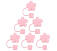 STAHAD 6 Pièces Embouts de Paille en Silicone Réutilisables Roses, Bouchons Légers et Pratiques Adorable pour Protéger Vos Pailles Quotidien