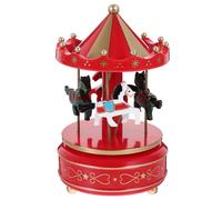 STAHAD Boîte à Musique Carrousel Créative en Métal Rouge et Or, Décorative et Rotative, Décoration Musicale Élégante pour Bureau et Présent D’Anniversaire, Ambiance Festive, 1 Pièce