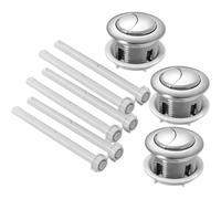 STAHAD Bouton-poussoir pour Chasse D'eau de Toilettes 38 Mm, Kit de 3 Pièces, Plastique Argenté, Compatible Double Chasse, Accessoires de Salle de Bain pour Rénovation et Réparation