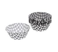 STAHAD Caissettes en Papier pour Muffins et Cupcakes 100 Pcs Noir et Blanc à Motif Carreau, Résistantes à Haute Température, Antiadhésives, Adaptées pour Pâtisserie, Anniversaires