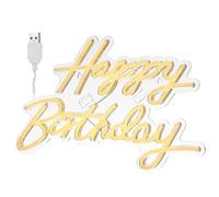 STAHAD Enseigne Lumineuse Joyeux Anniversaire LED Blanche Plastique Éclairage Néon Portable pour Décoration de Chambre et Célébrations d'Anniversaire