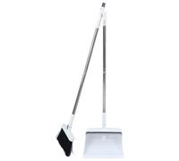 STAHAD Ensemble Balai et Pelle Pliables 93 Cm Blanc en Acier Inoxydable Léger avec Tête Pivotante 180° Anti-adhérence Cheveux pour Nettoyage Sols Maison et Appartement