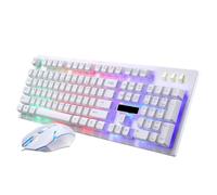 STAHAD Ensemble Clavier-Souris Mécanique de Jeu Filaire USB Blanc Rétroéclairage LED Dynamique Touches Mécaniques à Réponse Tactile Souris Optique Précise Bureau et Gaming