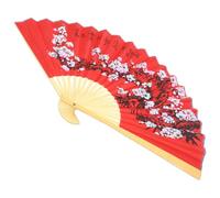 STAHAD Éventail Mural Décoratif Pliable Rouge 0,5 X 0,9 M en Papier et Bois Motif Fleurs de Prunier Style Chinois pour Décoration Mariage, Photo, Art Mural Asiatique