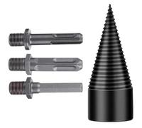 STAHAD Foret à Bois de Chauffage Fendeur de Bois 32 MM en Acier Haute Dureté 4 Pièces 3 Tiges Interchangeables Outil de Fendage pour Perceuse et Travail