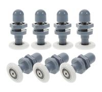 STAHAD Kit de 8 Poulies de Porte de Coulissante 25 Mm, Roulettes en Caoutchouc Résistantes à L'usure, Cadre Abs Haute Résistance, Accessoire de Quincaillerie pour Rails en Verre,