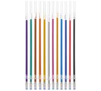 STAHAD Lot de 12 Recharges de Stylos Pailletés en Plastique pour Écriture Fluide, Couleurs Variées, pour Étude et Travail des Adolescents